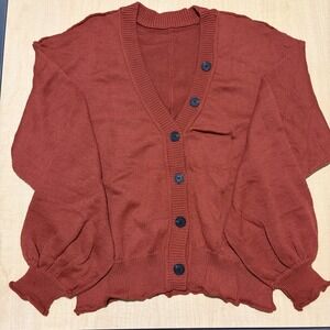 NWOT Women's Burgundy Button Up Sweater Size Large